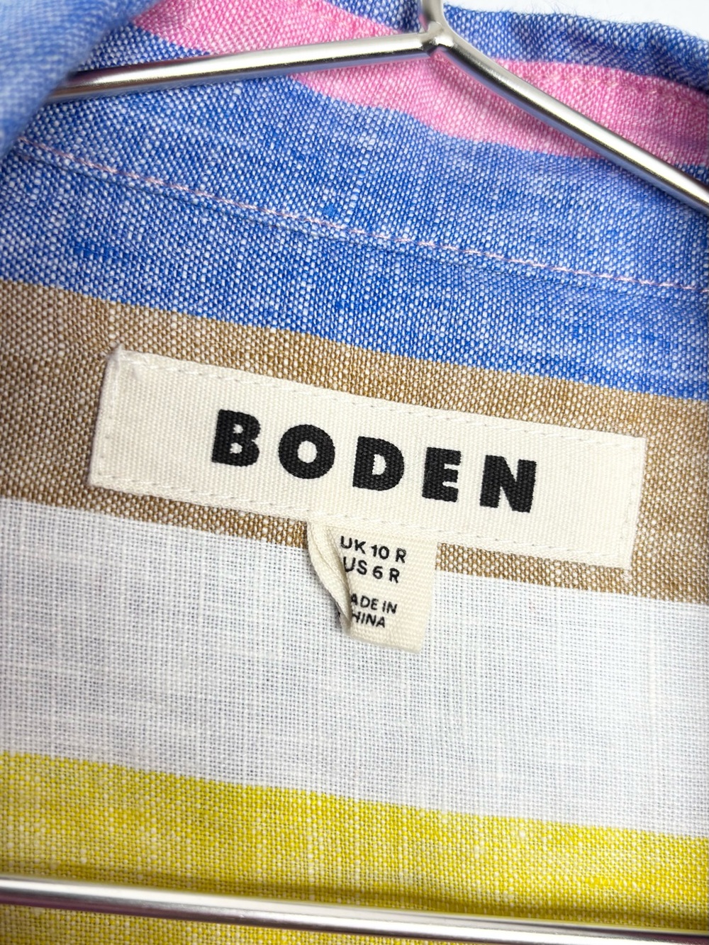 Boden Alexa Stripe Linen Maxi Shirt Dress Pink Multi Size 6R - Picture 9 of 16